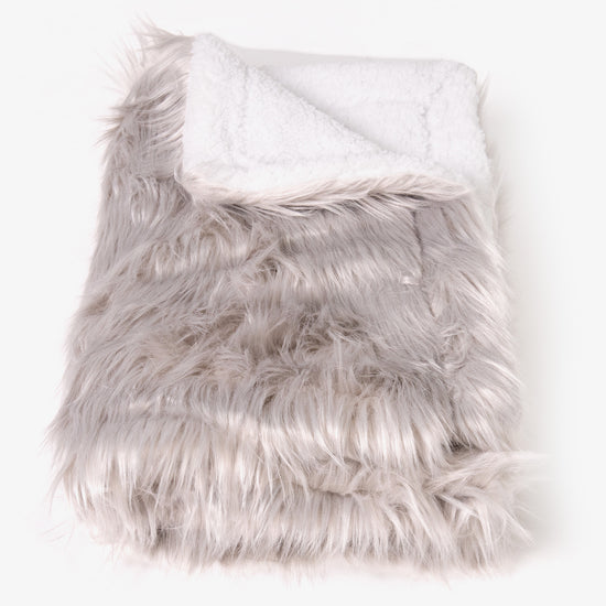 Sherpa Throw / Blanket - Mongolian Fur Grey 01