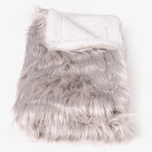 Sherpa Throw / Blanket - Mongolian Fur Grey 01
