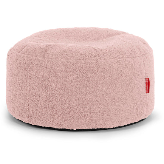 Ottoman Pouf with a Serving Tray - Boucle Pink 02