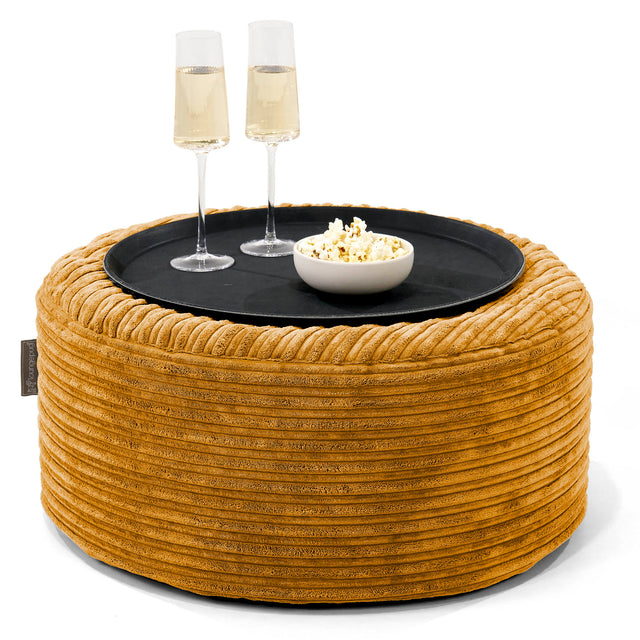 Ottoman Pouf with a Serving Tray - Cord Golden Honey 01