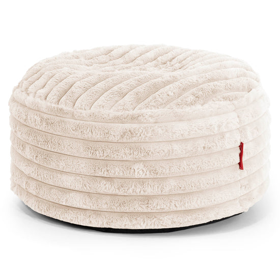 Ottoman Pouf with a Serving Tray - Ultra Plush Cord Cream 02