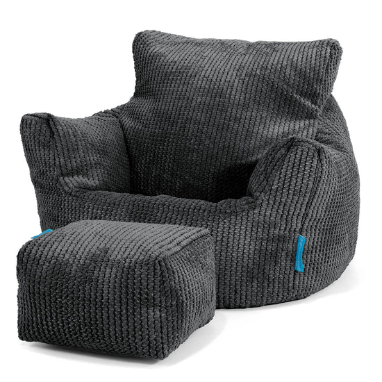 Kids Armchair Bean Bag for Toddlers 1-3 yr - Pom Pom Black 02