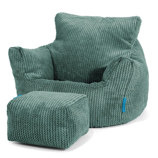 Kids Armchair Bean Bag for Toddlers 1-3 yr - Pom Pom Emerald Green 02