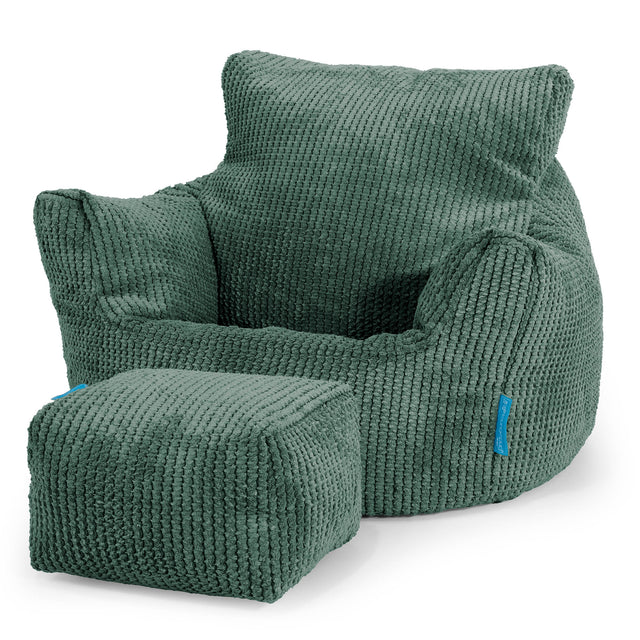 Kids Armchair Bean Bag for Toddlers 1-3 yr - Pom Pom Emerald Green 02