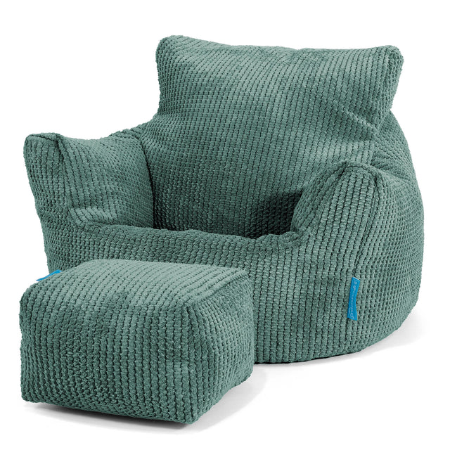 Kids Armchair Bean Bag for Toddlers 1-3 yr - Pom Pom Emerald Green 02