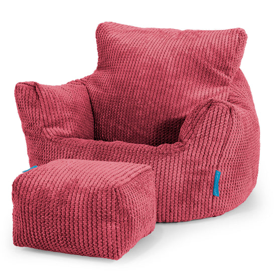 Kids Armchair Bean Bag for Toddlers 1-3 yr - Pom Pom Pastel Red 02