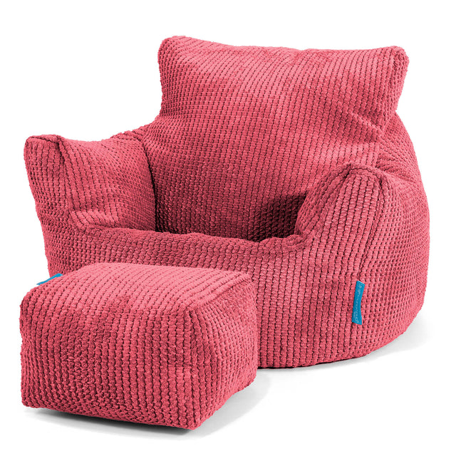 Kids Armchair Bean Bag for Toddlers 1-3 yr - Pom Pom Pastel Red 02