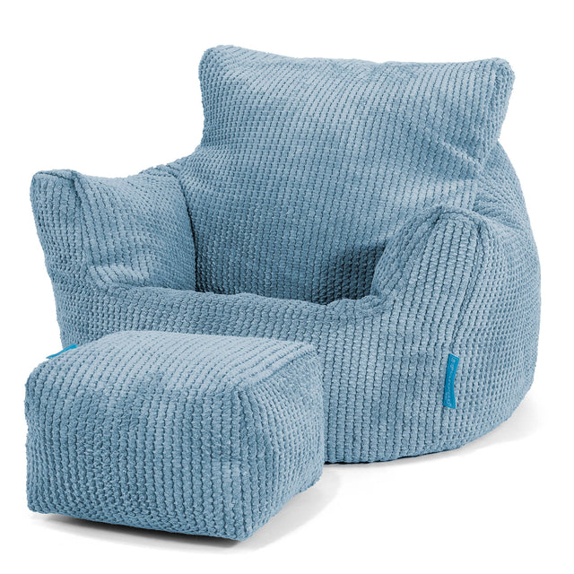 Kids Armchair Bean Bag for Toddlers 1-3 yr - Pom Pom Sky Blue 02