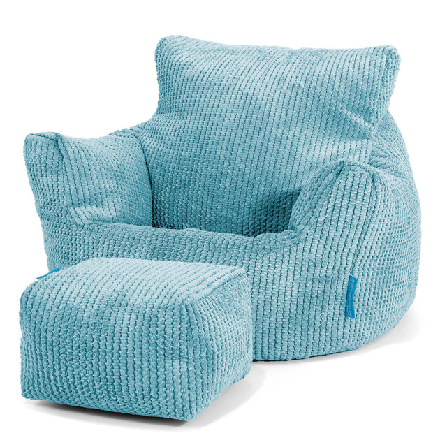 Kids Armchair Bean Bag for Toddlers 1-3 yr - Pom Pom Aegean Blue 02