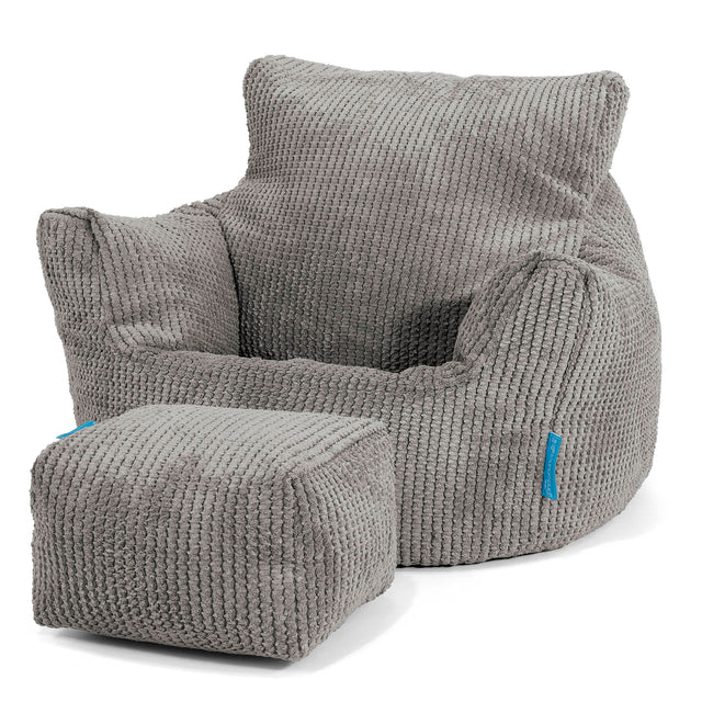 Kids Armchair Bean Bag for Toddlers 1-3 yr - Pom Pom Charcoal Grey 02