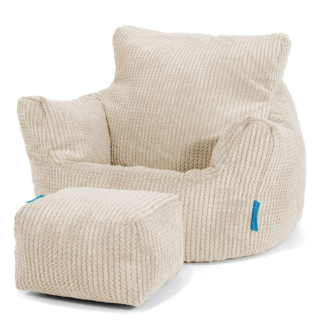 Kids Armchair Bean Bag for Toddlers 1-3 yr - Pom Pom Ivory 02