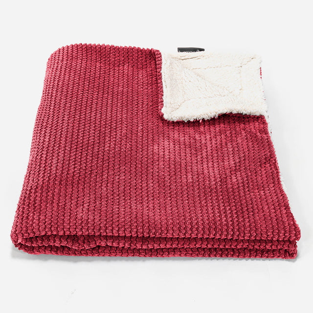 Sherpa Throw / Blanket - Pom Pom Pastel Red 02