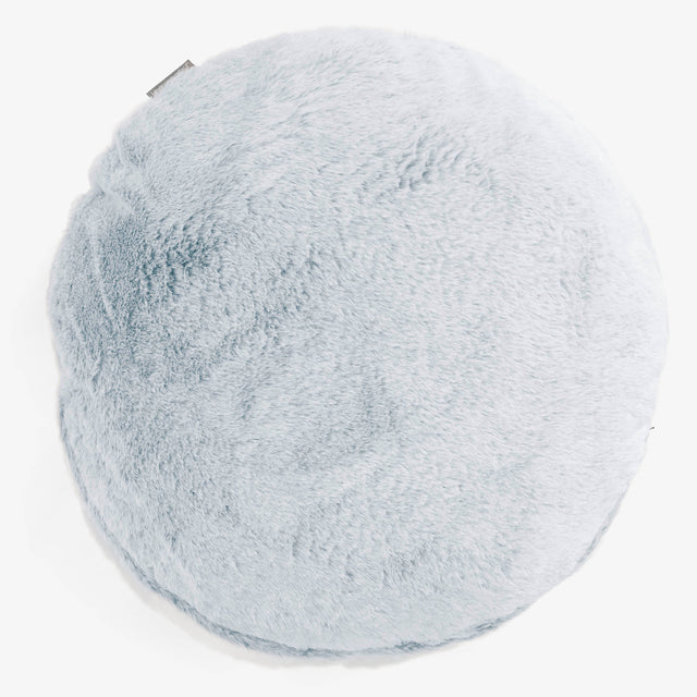 Round Scatter Cushion Cover 50cm - Fluffy Faux Fur Rabbit Dusty Blue 01
