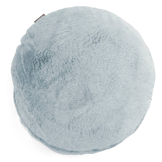 Round Scatter Cushion Cover 50cm - Fluffy Faux Fur Rabbit Dusty Blue 01