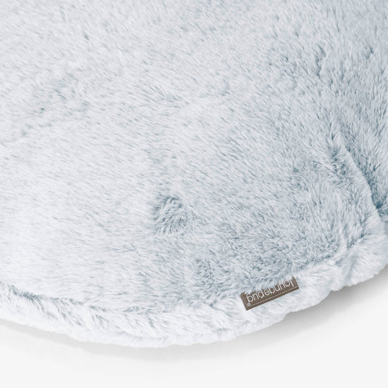 Round Scatter Cushion Cover 50cm - Fluffy Faux Fur Rabbit Dusty Blue 02