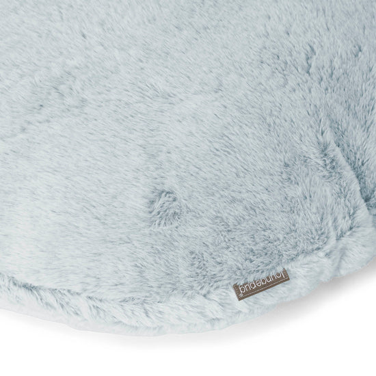 Round Scatter Cushion Cover 50cm - Fluffy Faux Fur Rabbit Dusty Blue 02