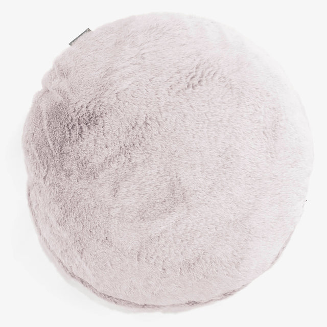 Round Scatter Cushion Cover 50cm - Fluffy Faux Fur Rabbit Dusty Pink 01