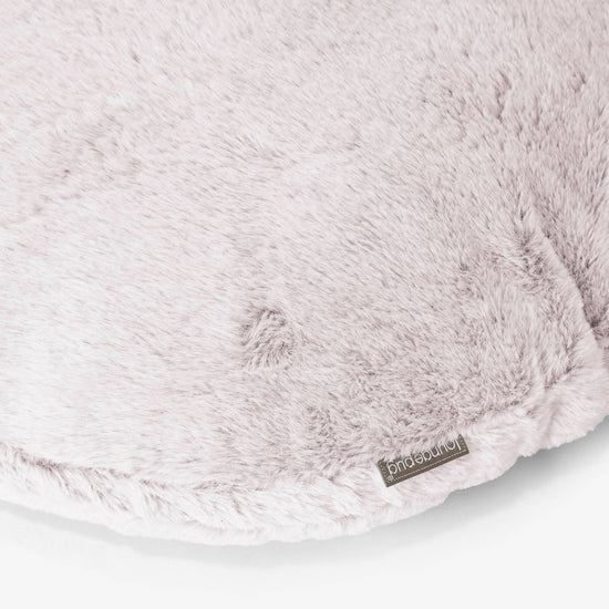 Round Scatter Cushion Cover 50cm - Fluffy Faux Fur Rabbit Dusty Pink 02
