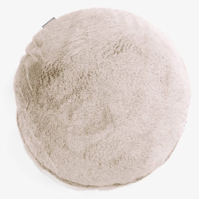 Round Scatter Cushion Cover 50cm - Fluffy Faux Fur Rabbit Golden Brown 01
