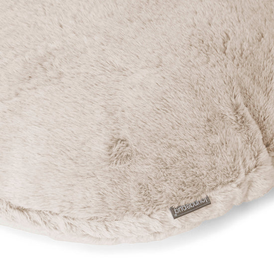 Round Scatter Cushion Cover 50cm - Fluffy Faux Fur Rabbit Golden Brown 02