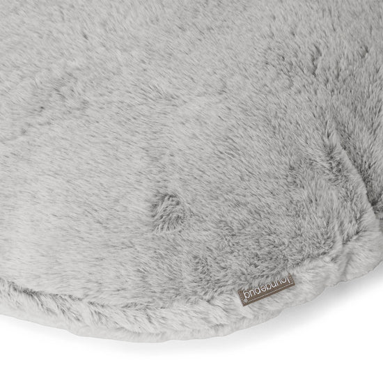 Round Scatter Cushion Cover 50cm - Fluffy Faux Fur Rabbit Light Grey 02