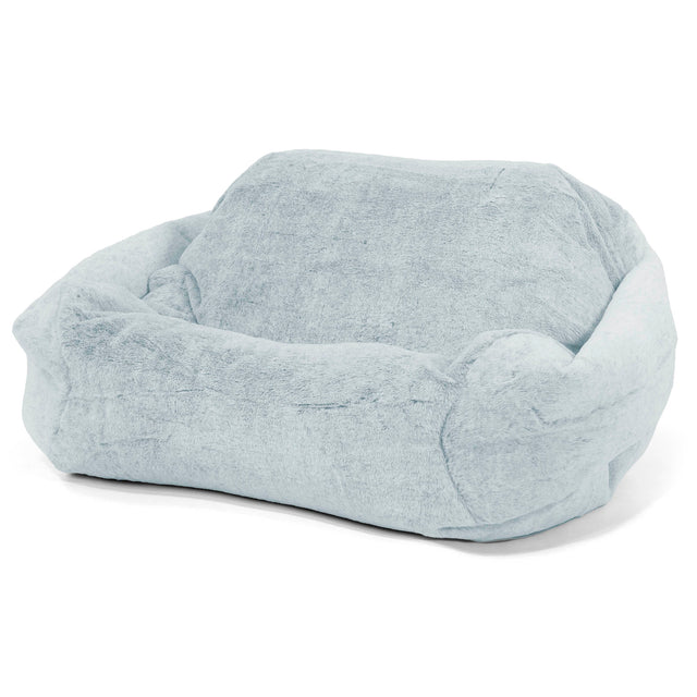 Sabine Bean Bag Armchair - Fluffy Faux Fur Rabbit Dusty Blue 01