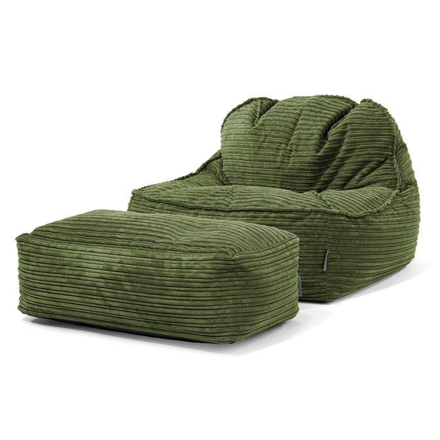 Sloucher Bean Bag Chair 2.0 - Cord Forest Green 02