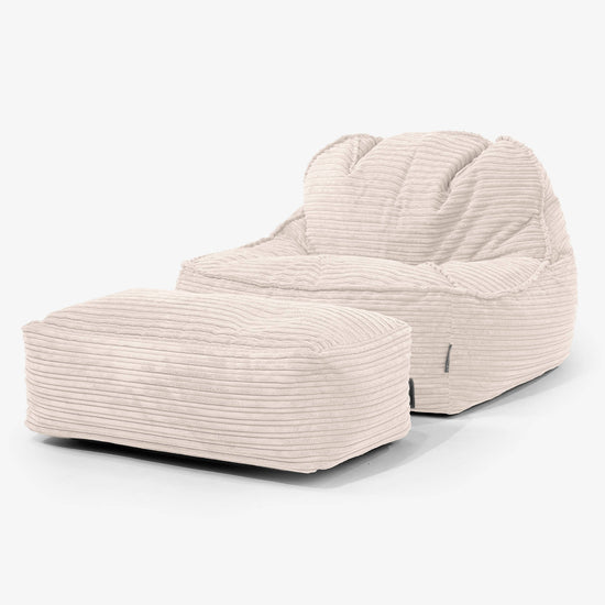 Sloucher Bean Bag Chair 2.0 - Cord Ivory 02