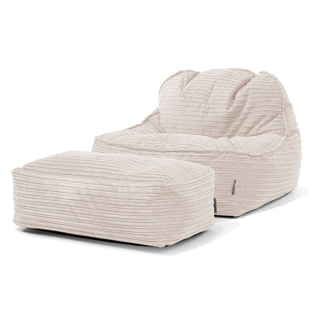 Sloucher Bean Bag Chair 2.0 - Cord Ivory 02
