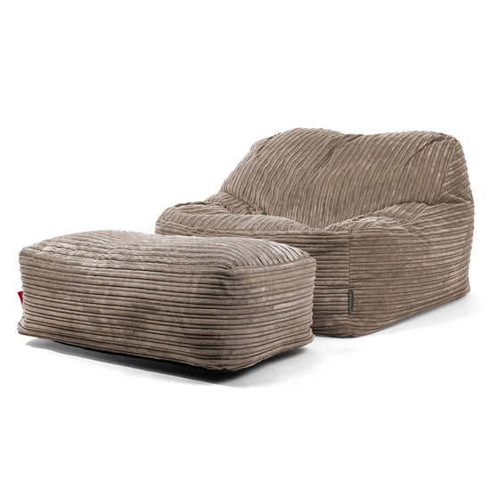Sloucher Bean Bag Chair - Cord Dovetail Grey 02