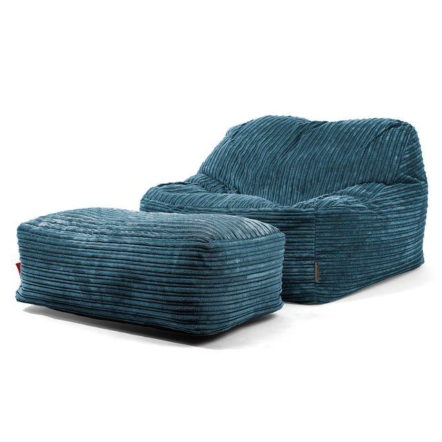 Sloucher Bean Bag Chair - Cord Navy Blue 02