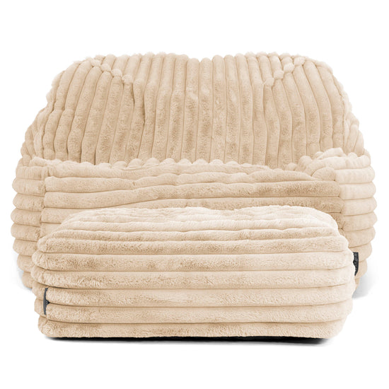 Sloucher Bean Bag Chair - Ultra Plush Cord Cream 03