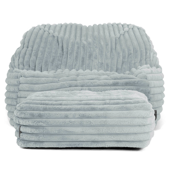 Sloucher Bean Bag Chair - Ultra Plush Cord Duck Egg Blue 03
