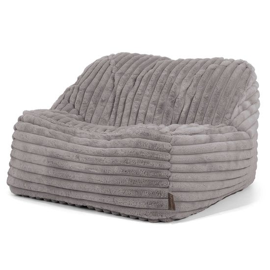 Sloucher Bean Bag Chair - Ultra Plush Cord Grey 01