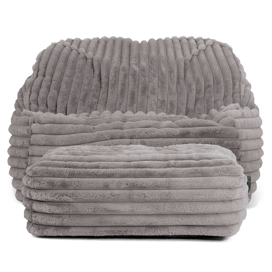 Sloucher Bean Bag Chair - Ultra Plush Cord Grey 03
