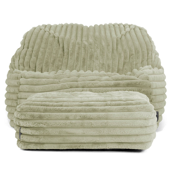 Sloucher Bean Bag Chair - Ultra Plush Cord Sage Green 03