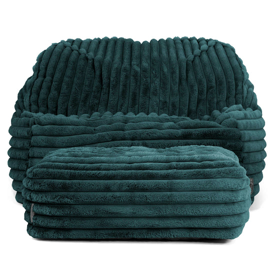 Sloucher Bean Bag Chair - Ultra Plush Cord Teal 03