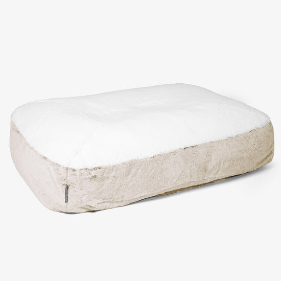 Sloucher Large Dog Bed - Fluffy Faux Fur Rabbit Golden Brown 01