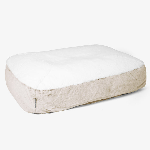 Sloucher Large Dog Bed - Fluffy Faux Fur Rabbit Golden Brown 01