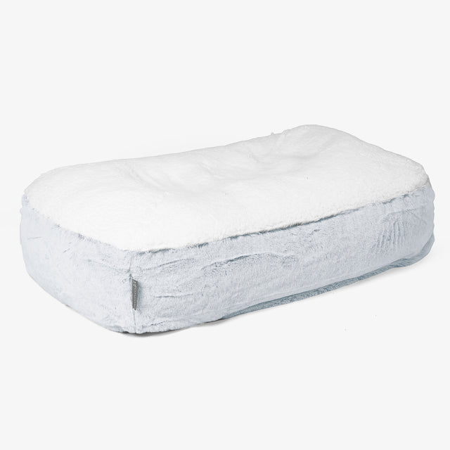 Sloucher Medium Dog Bed - Fluffy Faux Fur Rabbit Dusty Blue 01