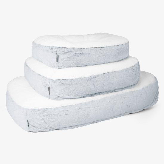 Sloucher Medium Dog Bed - Fluffy Faux Fur Rabbit Dusty Blue 02