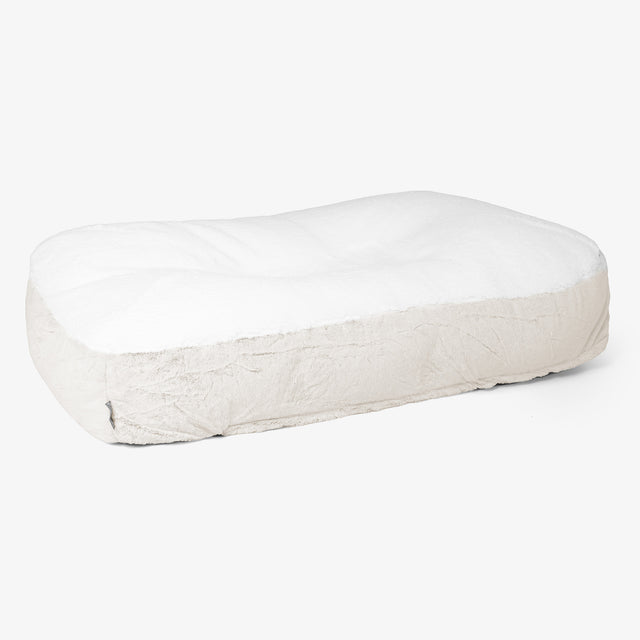 Sloucher XL Dog Bed - Fluffy Faux Fur Rabbit White 01