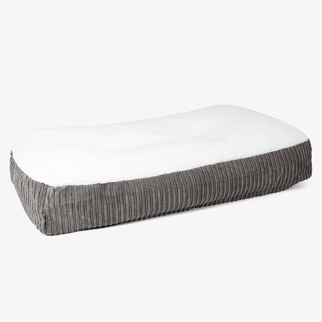 Sloucher XL Dog Bed - Sherpa & Cord Graphite Grey 01