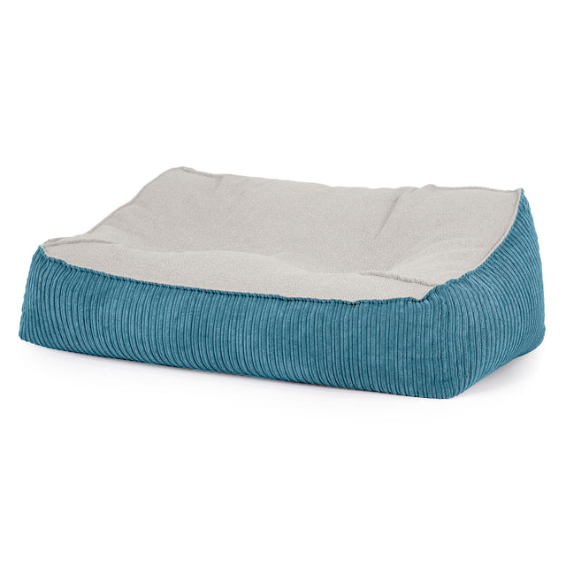 Sloucher Bean Bag Sofa - Boucle & Cord Aegean Blue 01