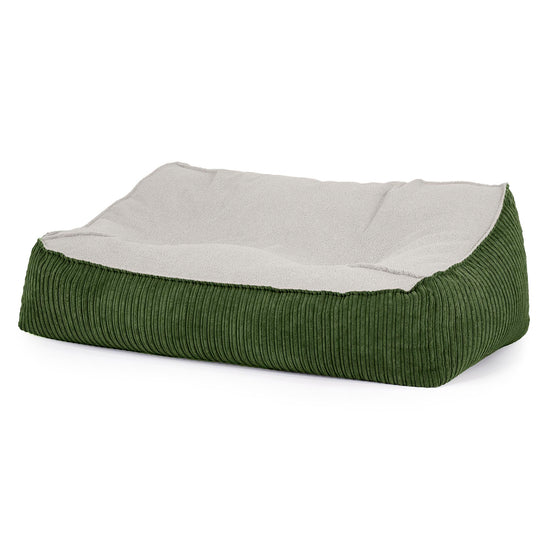 Sloucher Bean Bag Sofa - Boucle & Cord Forest Green 01