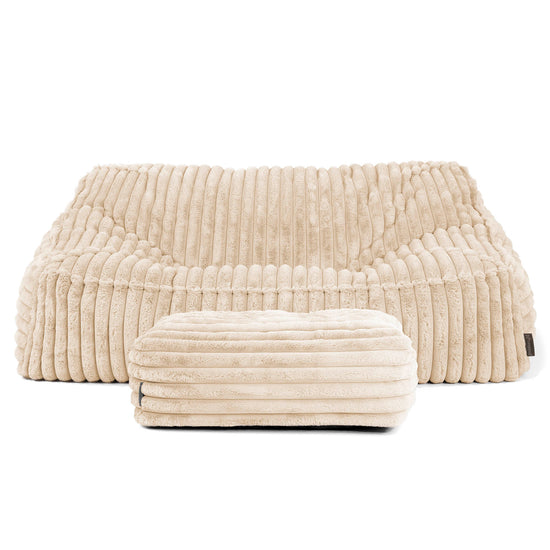 Sloucher Bean Bag Sofa - Ultra Plush Cord Cream 03
