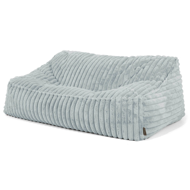 Sloucher Bean Bag Sofa - Ultra Plush Cord Duck Egg Blue 01