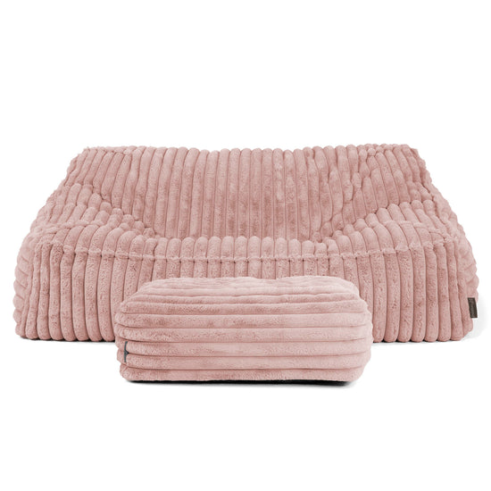Sloucher Bean Bag Sofa - Ultra Plush Cord Dusty Pink 03