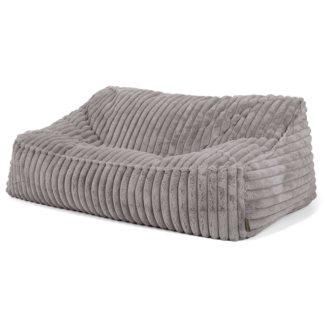 Sloucher Bean Bag Sofa - Ultra Plush Cord Grey 01