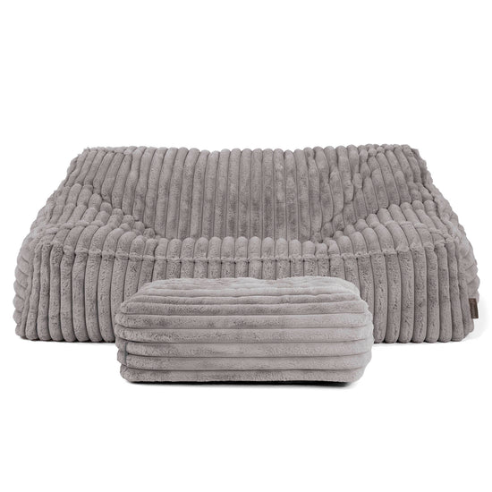 Sloucher Bean Bag Sofa - Ultra Plush Cord Grey 03